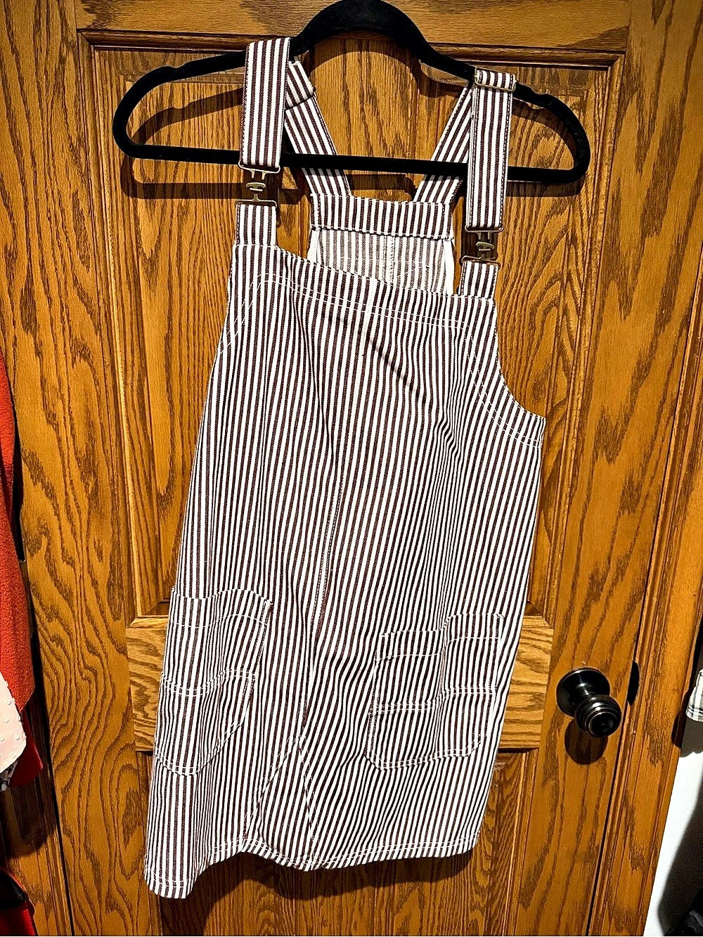 Striped Overalls in Brown & White Size Medium